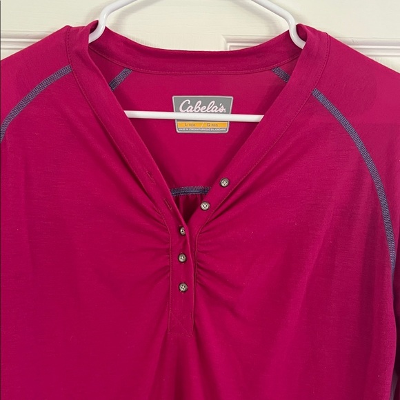 Cabela's Pink Buttoned Long Sleeve Tee - Picture 2 of 4